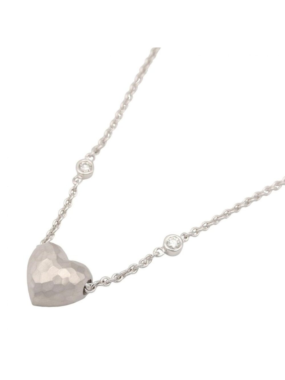 Tiffany & Co Necklace Hamard Heart 41.5 18K White Gold Diamond